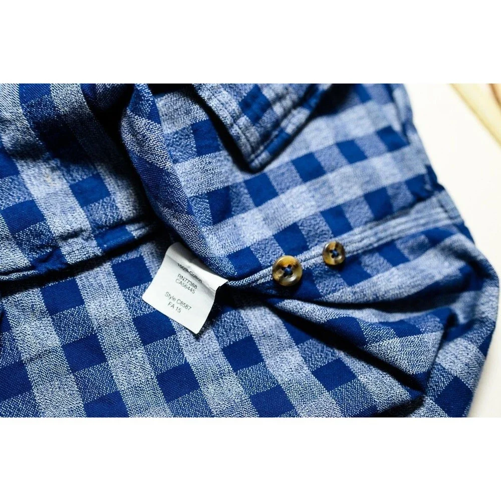 J. Crew Jaspe Slim M cotton blue check button down shirt mens